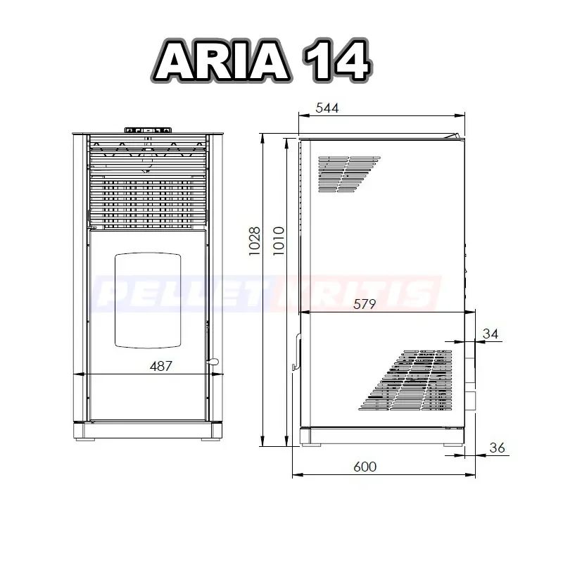 Αερόθερμη σόμπα πελλετ Aria 14kw